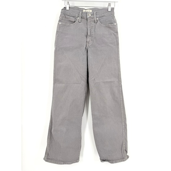 Womens Madewell Perfect Vintage Wide Leg Crop Jeans Grey 25 - Picture 1 of 5